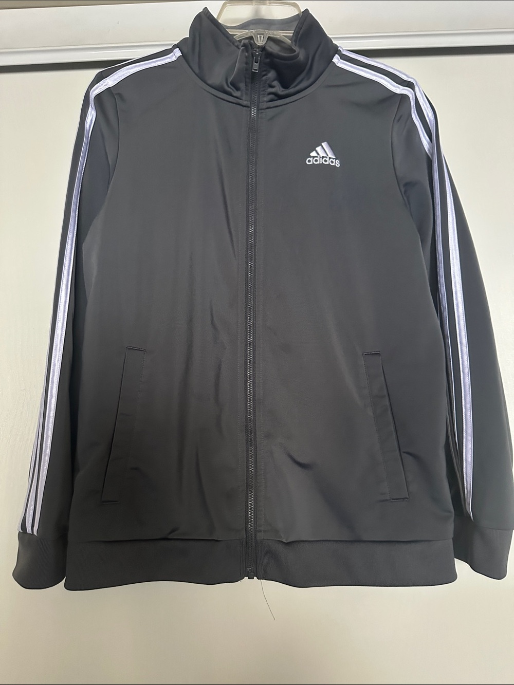 adidas Gray Track Jacket with White Stripes Size L 14/16